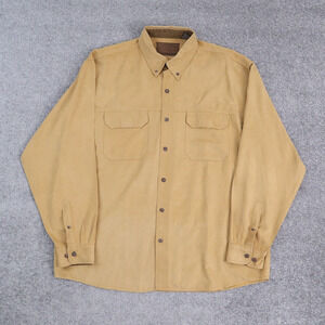 Clearwater Outfitters XL Brown Faux Suede Long Sleeve Full Button Collared Shirt